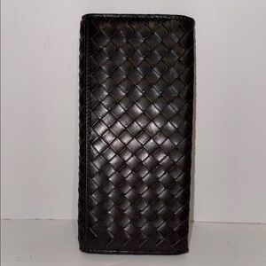Bottega Venetia -Black Woven Leather Wallet V